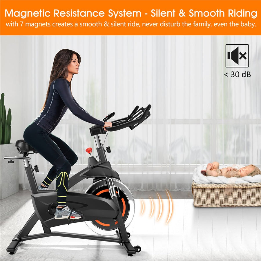 Clearance! Indoor Cycling Bike, Smooth Quiet Belt Drive Stationary Exercise Bike, Bike with LED Monitor/Adjustable Handlebar seat, for Home Cardio Gym Workout, I7864