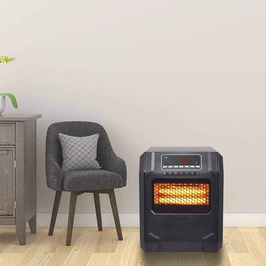 Space Heater with Timer, 1500/ 750W Portable Electric Infrared Heaters with Thermostat, Small Space Heater with Remote Control for Office, Overheat and Tip-Over Protection, 3 Heat Settings, L2741