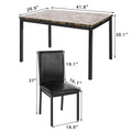 Kitchen Table and 4 Chairs Set, 48" x 30" x 30" Metal Kitchen Table Sets Faux Marble Rectangular Breakfast Table with Metal Legs & Black Finish Frame, Dining Table Sets for an Apartment Breakfast, S12528