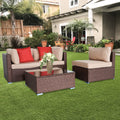Patio Furniture Set Clearance, 4 Piece Patio Furniture Sets with Armless Sofa, Coffee Table, 2 Corner Sofas, 2 Pillows, All-Weather Patio Sectional Sofa Set with Cushions for Backyard Garden Pool, L