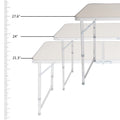 4FT Aluminum Alloy Folding Table, Indoor Outdoor Portable Foldable Plastic Dining Table, Lightweight Rectangular Table with Adjustable Height & Carrying Handle for Party Picnic Beach Camping, B280