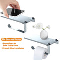 Wall Mounted Toilet Paper Holder with Phone Shelf, Space Aluminum Bathroom Accessories Tissues Roll Holder, Bathroom Paper Towel Storage Rack, Washroom Toilet Paper Holder with Storage Shelf, S5702