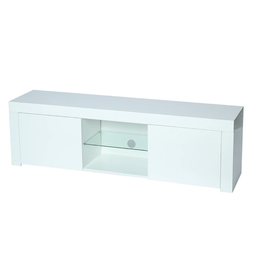 TV Console Table for 65 Inch TV, SEGMART Modern White TV Stand with LED Lights, High Gloss TV Console Cabinet with Storage Drawers, Home Media Entertainment Center for Living Room, 59"x13.7", LLL2606