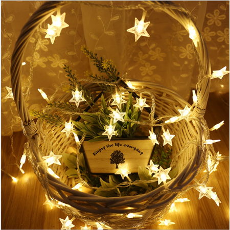 LED Star String Lights, 19.68FT 40LED String Lights Indoor/Outdoor Waterproof Decorative Light, Battery Operated Fairy String Lights for Bedroom, Garden, Christmas Tree, Wedding, Warm White, L