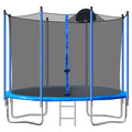 SEGMART Trampoline for Kids, New Upgraded 10 Feet Outdoor Trampoline with Enclosure Net, Basketball Hoop and Ladder, Heavy Duty Blue Round Trampoline for Outdoor Backyard, L