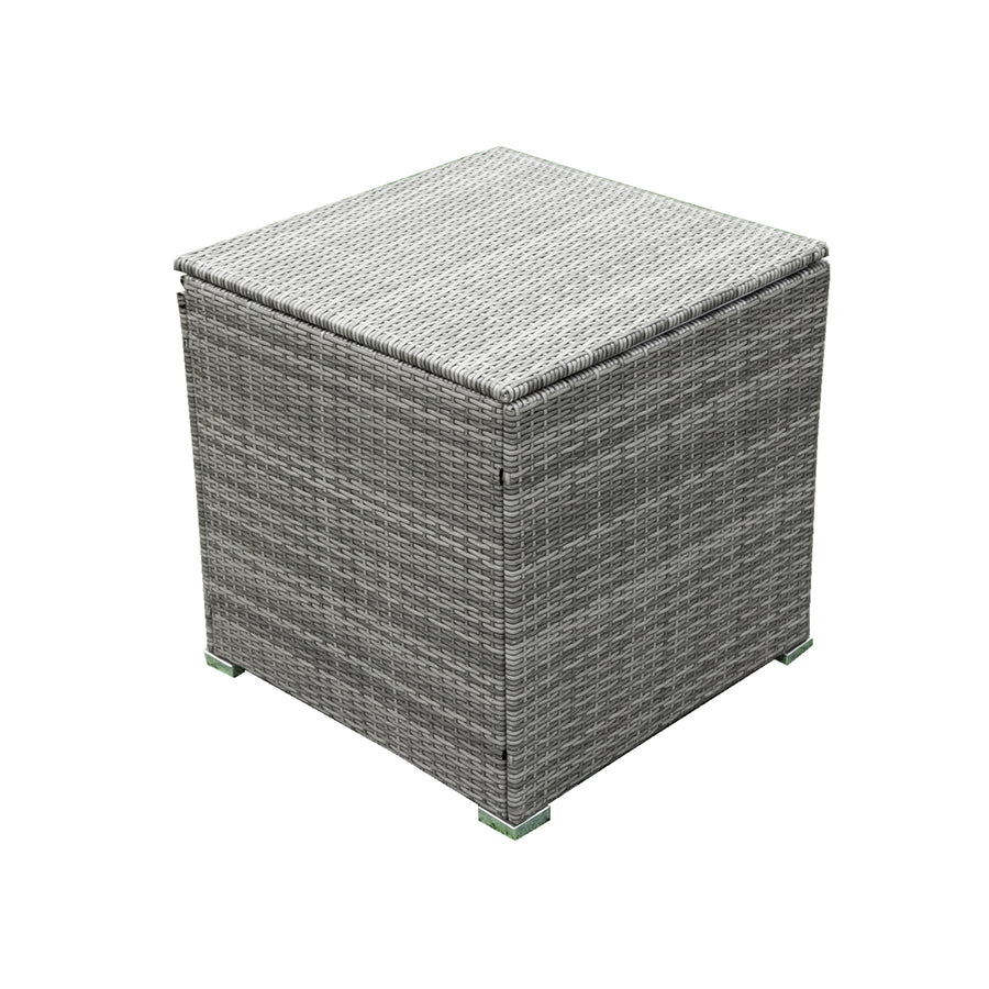 Patio Conversation Set, 4 Piece Brown Wicker Patio Furniture with Storage Ottoman, All-Weather Patio Sectional Sofa Set with Cushions and Table for Backyard, Porch, Garden, Poolside, L4525