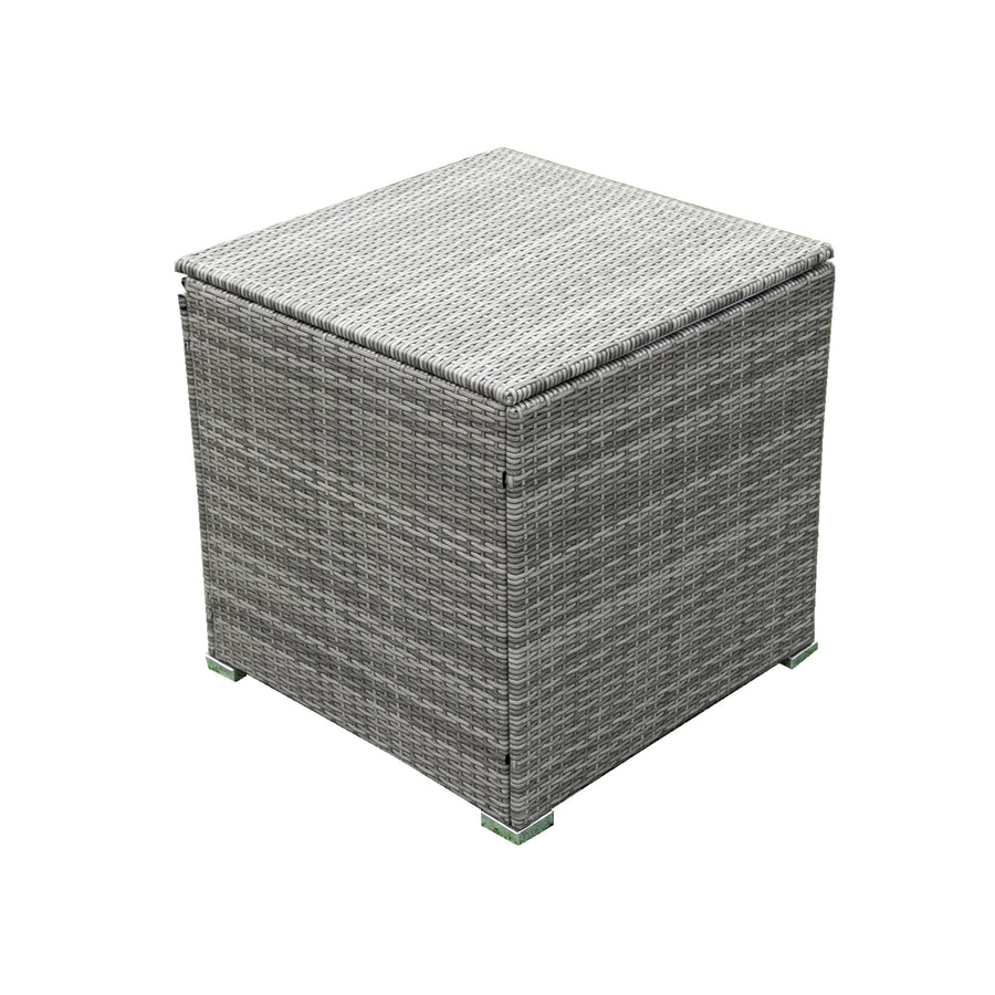 Rattan Wicker Patio Furniture, 4 Piece Outdoor Conversation Set with Storage Ottoman, All-Weather Sectional Sofa Set with Creme Cushions and Table for Backyard, Porch, Garden, Poolside,L4527