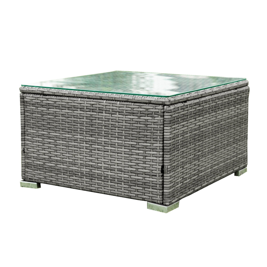 Rattan Wicker Patio Furniture, 4 Piece Outdoor Conversation Set with Storage Ottoman, All-Weather Sectional Sofa Set with Creme Cushions and Table for Backyard, Porch, Garden, Poolside,L4527