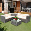 4-Piece Rattan Wicker Outdoor Conversation Set