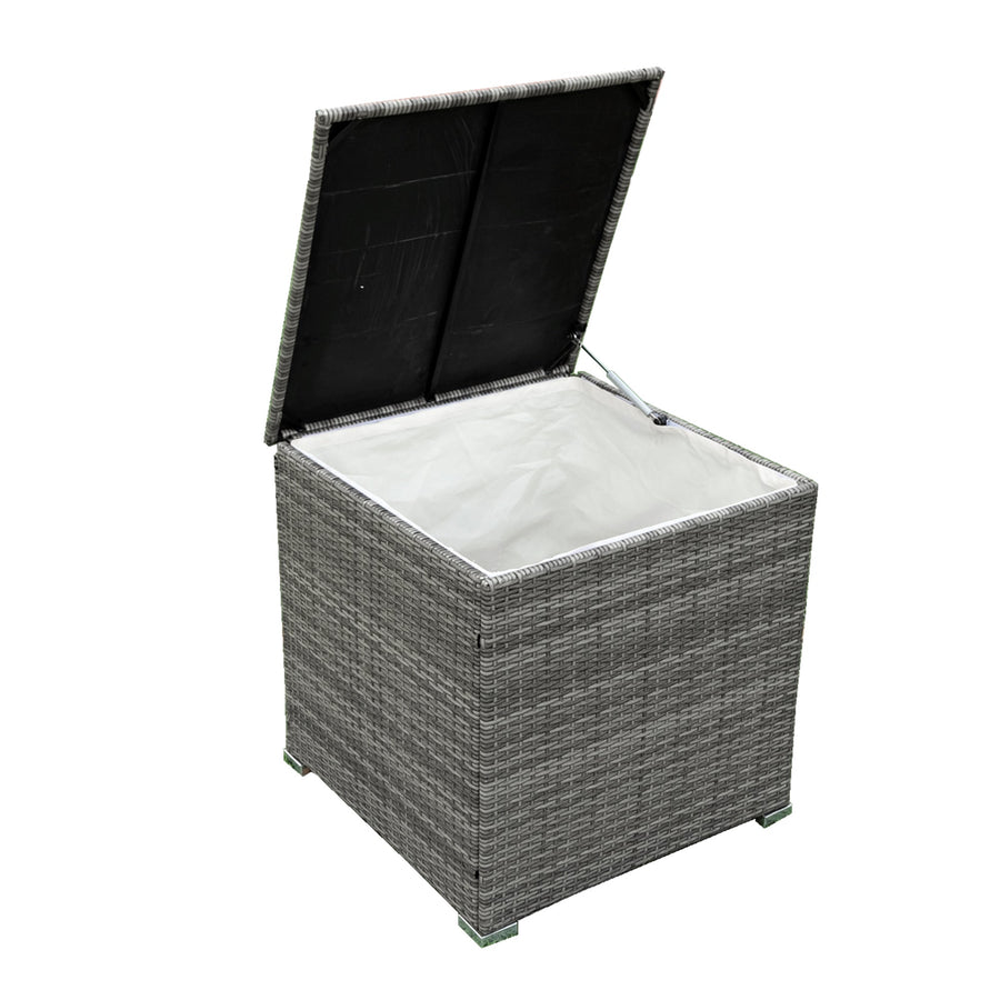 Rattan Wicker Patio Furniture, 4 Piece Outdoor Conversation Set with Storage Ottoman, All-Weather Sectional Sofa Set with Creme Cushions and Table for Backyard, Porch, Garden, Poolside,L4527