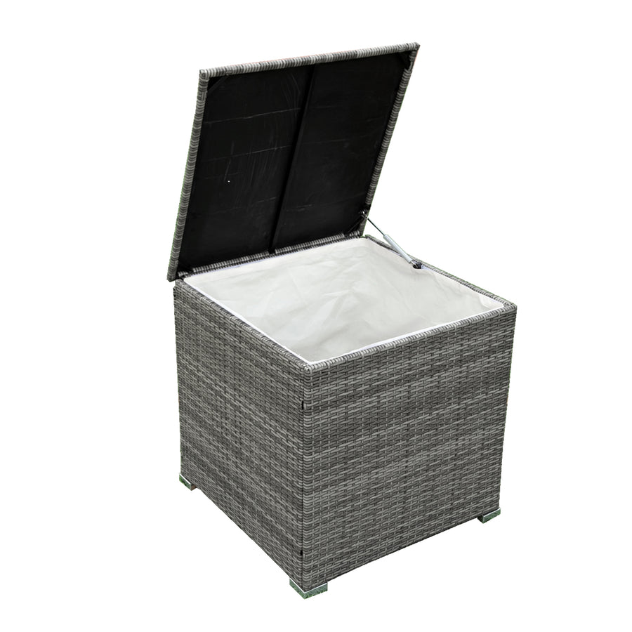 Patio Conversation Set, 4 Piece Brown Wicker Patio Furniture with Storage Ottoman, All-Weather Patio Sectional Sofa Set with Cushions and Table for Backyard, Porch, Garden, Poolside, L4525
