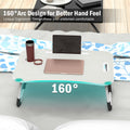 Fold Laptop Desk for Bed, Portable Laptop Bed Tray with Legs, Small Lazy Laptop Bed Tray with iPad Slots, White Laptop Table for Adults/Students/Kids, Eating Working Desk for Couch/Sofa/Floor, HJ1822