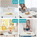 Fold Laptop Desk for Bed, Portable Laptop Bed Tray with Legs, Small Lazy Laptop Bed Tray with iPad Slots, White Laptop Table for Adults/Students/Kids, Eating Working Desk for Couch/Sofa/Floor, HJ1822