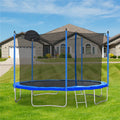 Trampoline for Exercise, New Upgraded 12-Feet Outdoor Trampoline with Safety Enclosure Net Jumping Mat and Spring Cover Padding, Heavy-Duty Round Backyard Bounce Jumper Trampoline, L