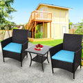 SEGMART Outdoor Patio Furniture Sets, 3 Pieces Bistro Rattan Wicker Conversation Chairs Sets with 2 Single Chair, S13