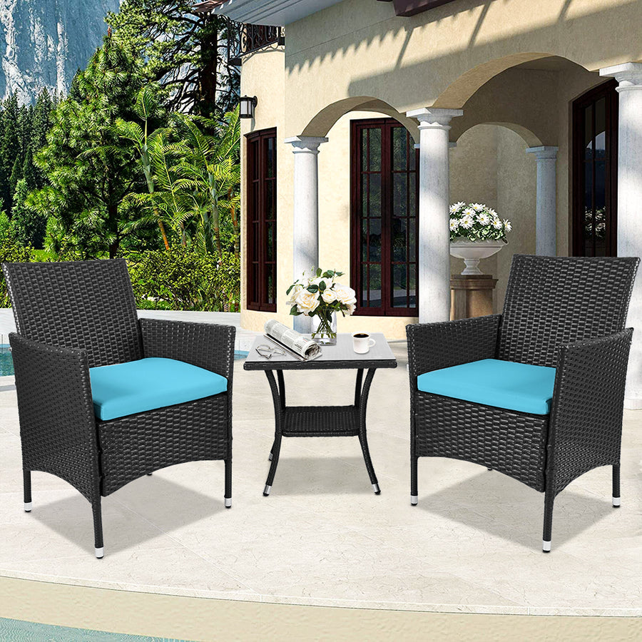 SEGMART Outdoor Patio Furniture Sets, 3 Pieces Bistro Rattan Wicker Conversation Chairs Sets with 2 Single Chair, S13