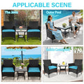 SEGMART Outdoor Patio Furniture Sets, 3 Pieces Bistro Rattan Wicker Conversation Chairs Sets with 2 Single Chair, S13