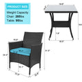 SEGMART Outdoor Patio Furniture Sets, 3 Pieces Bistro Rattan Wicker Conversation Chairs Sets with 2 Single Chair, S13