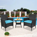 SEGMART Outdoor Patio Furniture Sets, 3 Pieces Bistro Rattan Wicker Conversation Chairs Sets with 2 Single Chair, S13