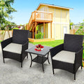 SEGMART Outdoor Patio Furniture Sets, 3 Pieces Bistro Rattan Wicker Conversation Chairs Sets with 2 Single Chair, S13