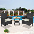 SEGMART Outdoor Patio Furniture Sets, 3 Pieces Bistro Rattan Wicker Conversation Chairs Sets with 2 Single Chair, S13