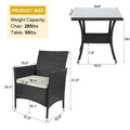 SEGMART Outdoor Patio Furniture Sets, 3 Pieces Bistro Rattan Wicker Conversation Chairs Sets with 2 Single Chair, S13