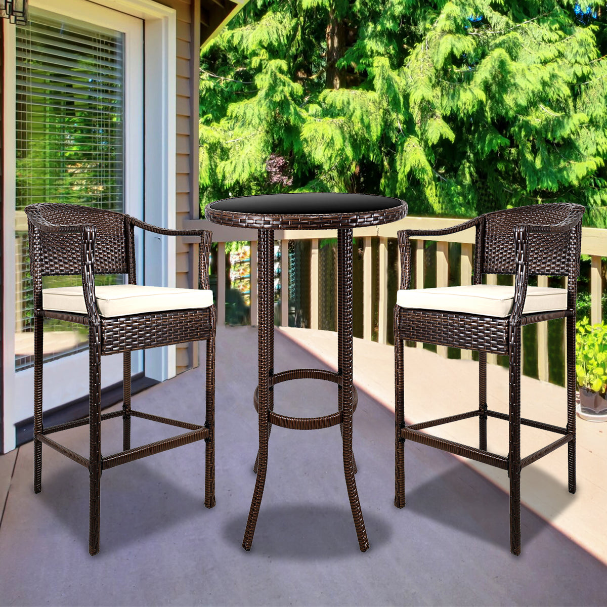 SEGMART Pieces Outdoor Bistro Patio Bar Furniture Sets, Outdoor Heig