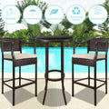 SEGMART 3 Pieces Outdoor Bistro Patio Bar Furniture Sets, Outdoor Height Bar Bistro Table Set with High Top Table and 2 PCS High Chair, SS300