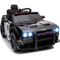 Battery Powered Ride on Toys, 12V Dodge Challenger Ride on Cars with Remote Control, Electric Ride on Car Toy for Boys Girls 3-5 YO, Police Ride on Truck Car with Lights, MP3, Bluetooth, Radio, LL143