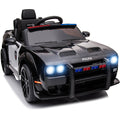 Battery Powered Ride on Toys, 12V Dodge Challenger Ride on Cars with Remote Control, Electric Ride on Car Toy for Boys Girls 3-5 YO, Police Ride on Truck Car with Lights, MP3, Bluetooth, Radio, LL143