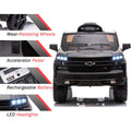 12V Ride on Toys, Battery Powered Chevrolet Silverado Kids Ride on Cars with Remote Control, Ride on Truck Car for Boys Girls, Black Electric Cars Birthday Christmas Gifts with Spring Suspension,Light, L