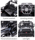 12V Ride on Cars, Kids Ride on Toys with 2.4G Remote Control, Electric Vehicles Ride on Truck Car with LED Lights, FM, Seatbelt, Black Battery-Powered Ride on Toys for Boys Girls, 3 Speeds, LL744