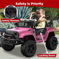 Electric Vehicles for Kids, 12V Ride on Cars with 2.4G Remote Control, Electric Ride on Truck Car with LED Lights, FM, Seatbelt, Pink Battery-Powered Ride on Toys for Boys Girls, 3 Speeds, LL729