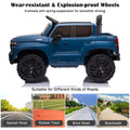 Ride on Cars with Remote Control, Chevrolet Silverado 12V Battery Powered Ride on Toys for Kids, Ride on Truck Car for Boys Girls, Blue Electric Cars Birthday Christmas Gifts, Suspension, LED Light, L