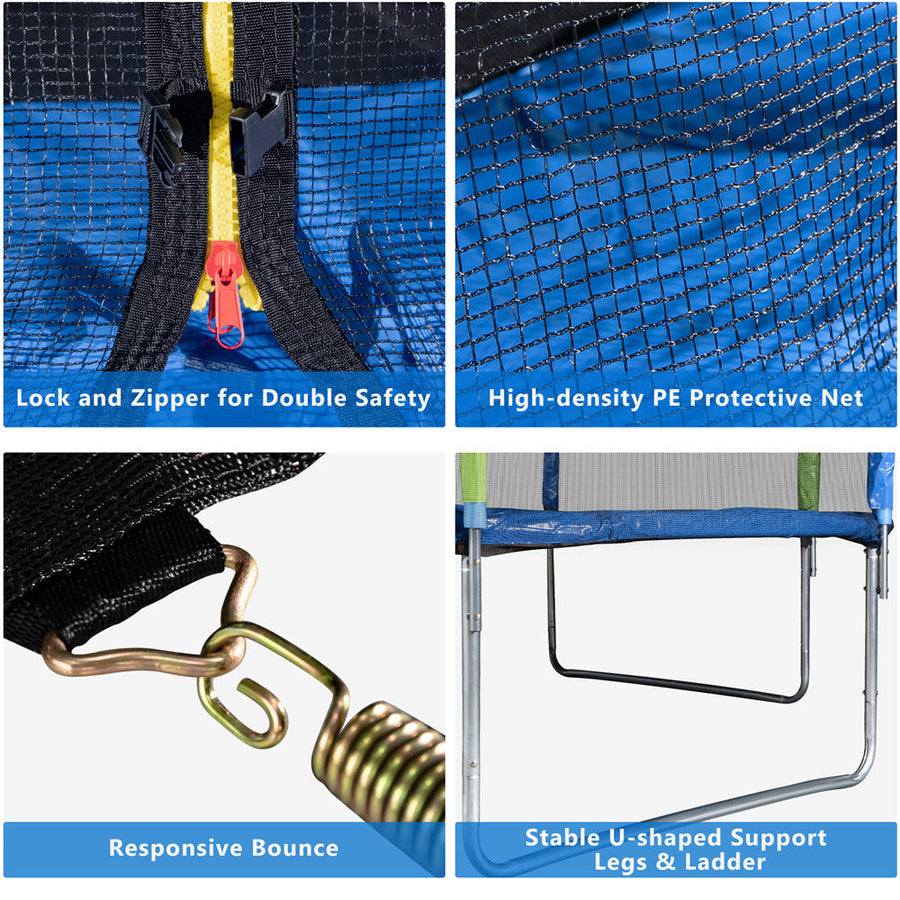 Segmart Trampoline with Enclosure Net, Outdoor Patio Fitness Kids with Spring Cover Padding, 330 lbs Round with 4 Heavy Steel Legs, S1557
