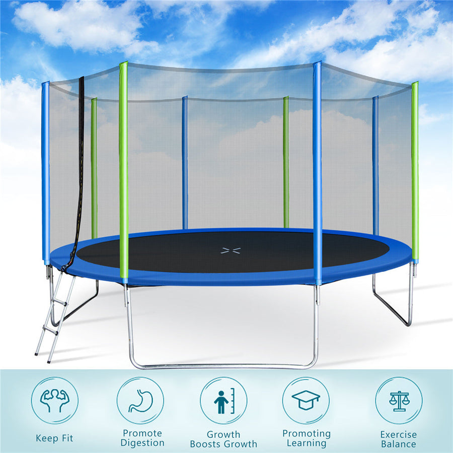 Segmart Trampoline with Enclosure Net, Outdoor Patio Fitness Kids with Spring Cover Padding, 330 lbs Round with 4 Heavy Steel Legs, S1557