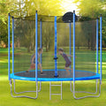 Trampoline for Kids, New Upgraded 10 Feet Outdoor Trampoline with Safety Enclosure Net, Basketball Hoop and Ladder, Heavy Duty Round Trampoline for Indoor Outdoor Backyard, I9348