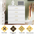 Dressers for Bedroom, Heavy Duty 4-Drawer Wood Chest of Drawers, Modern Storage Bedroom Chest for Kids Room, White Vertical Storage Cabinet for Bathroom, Closet, Entryway, Hallway, Nursery, L2028