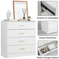 Dressers for Bedroom, Heavy Duty 4-Drawer Wood Chest of Drawers, Modern Storage Bedroom Chest for Kids Room, White Vertical Storage Cabinet for Bathroom, Closet, Entryway, Hallway, Nursery, L2028