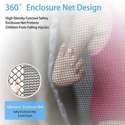Segmart Kids Trampoline 14 FT with Basketball Hoop & Safety Enclosure Net, Outdoor Graden Round Recreational Trampoline with Ladder and Zipper, Protective net Pole, Blue, S5947
