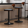 Bar Stools Sets of 2, Modern Square PU Leather Adjustable Bar Stools with Back, Armless, Footrest, 360 Degrees Swivel Counter Height Swivel Stool, for Bar, Kitchens, Living Rooms, Offices, S12970