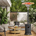 48,000 BTU Patio Heater for Outdoor Use, Propane Patio Heater with Table Design & Wheels, Commercial & Residential, Black