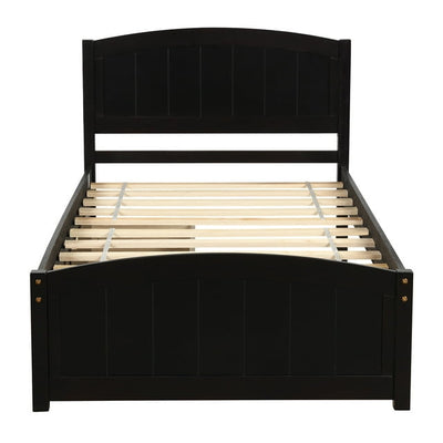 Twin Bed Frame with Drawers, Kids Platform Twin Bed with Storage, Solid Wood Bed Frame Mattress Foundation, Kids Bed Frame with Solid Pine Wood Headboard, No Box Spring Needed, SS932