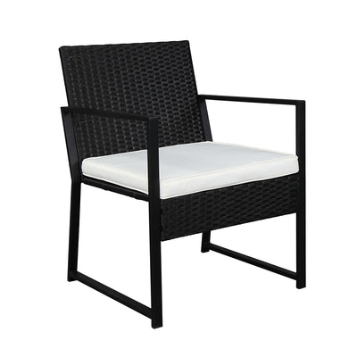 Outdoor Patio Furniture Sets Clearance, 3 Piece Outdoor Chairs with Cushions, Modern Patio Bistro Rattan Chair Conversation Sets with Coffee Table for Backyard Garden Pool Deck, L