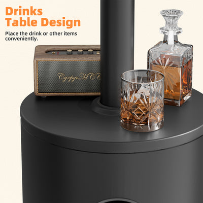 48,000 BTU Patio Heater for Outdoor Use, Propane Patio Heater with Table Design & Wheels, Commercial & Residential, Black