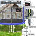 Trampoline with Enclosure on Clearance, SEGMART 14 Feet Kids Outdoor Trampoline with Safety Enclosure Net, Basketball Hoop and Ladder, Heavy Duty Round Trampoline for Indoor Outdoor Backyard, Blue