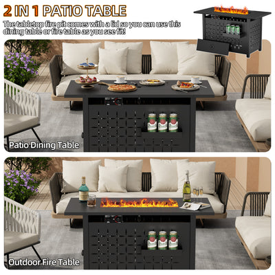 SEGMART 43'' Propane Fire Pit, 60,000 BTU Auto-Ignition Gas Fire Pit Table, Outdoor Fire Tables with Lid and Tempered Glass Wind Guard for Outside, Garden, Backyard