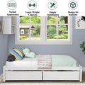 Platform Bed, Twin Mattress Foundation Bed Frame with 2 Drawers, Elegant Twin Size Wood Kids Bed Frame for Kids Room, No Box Spring Needed / Wood Slat Support, 79.5''L*41.75''W*15.6''H, White, SS1296