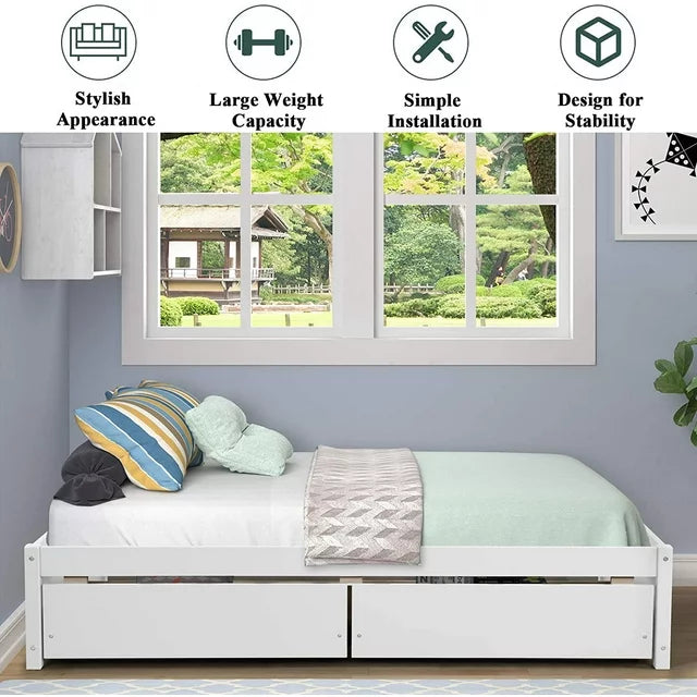 SEGMART Bedroom Bed Frame Furniture, Twin-Size Wood Daybed for Kids Te