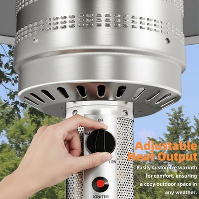 48,000 BTU Patio Heater for Outdoor Use, Propane Patio Heater with Table Design & Wheels, Commercial & Residential, Black